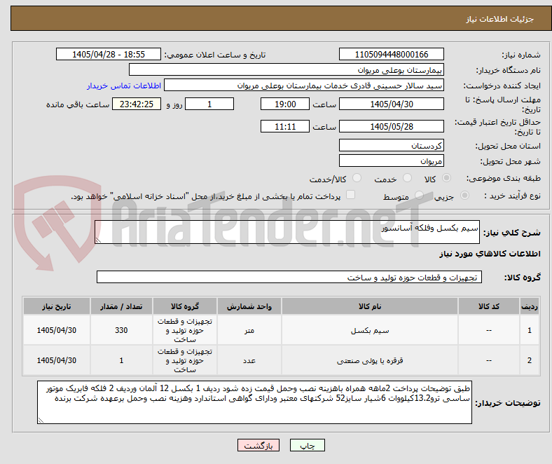 تصویر کوچک آگهی سیم بکسل وفلکه آسانسور