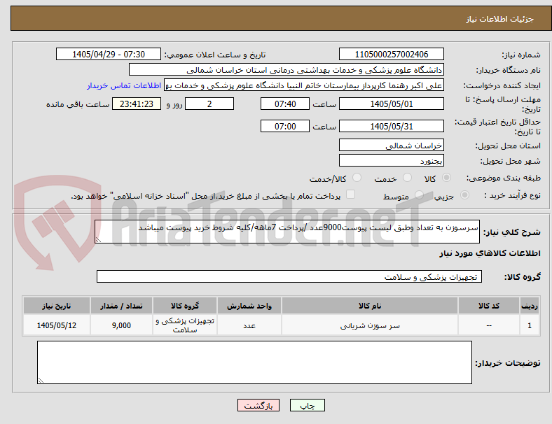 تصویر کوچک آگهی سرسوزن به تعداد وطبق لیست پیوست9000عدد /پرداخت 7ماهه/کلیه شروط خرید پیوست میباشد