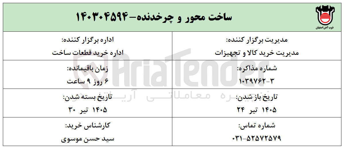تصویر کوچک آگهی ساخت محور و چرخدنده