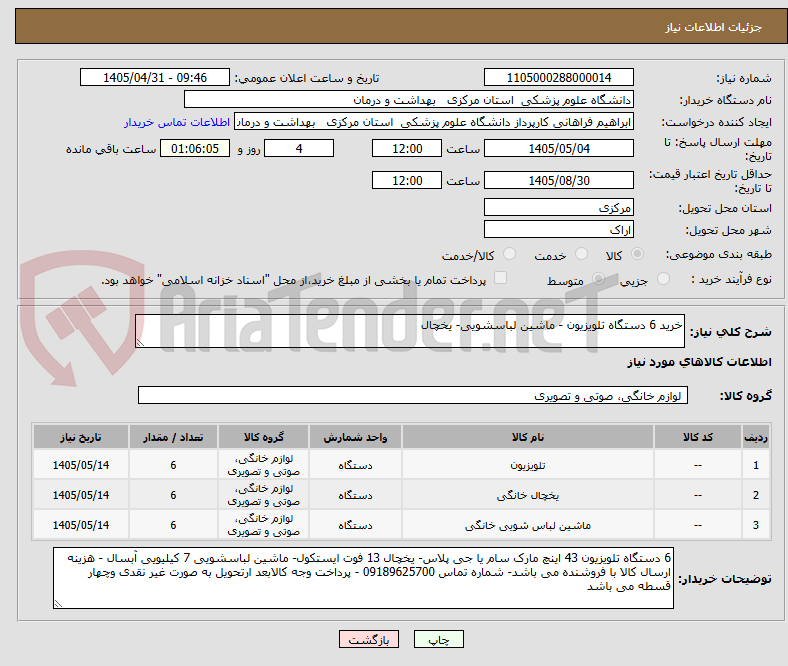 تصویر کوچک آگهی خرید 6 دستگاه تلویزیون - ماشین لباسشویی- یخچال 