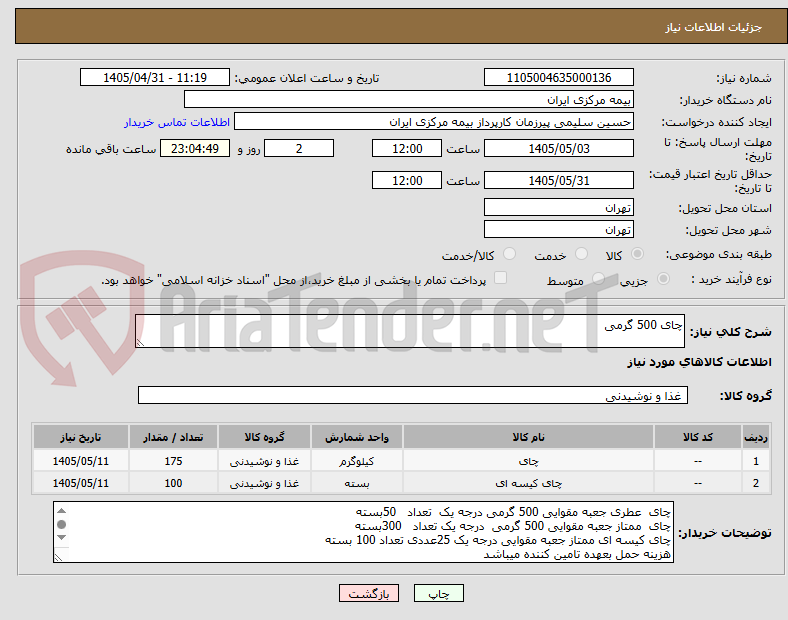 تصویر کوچک آگهی چای 500 گرمی
