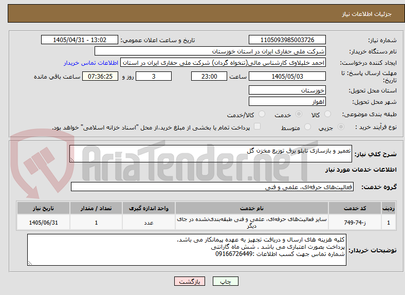 تصویر کوچک آگهی تعمیر و بازسازی تابلو برق توزیع مخزن گل