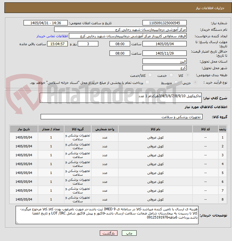 تصویر کوچک آگهی ماکروکویل 3/4/5/6/7/8/9/10هرکدام 1 عدد 