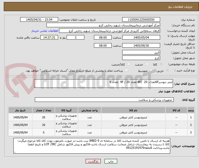 تصویر کوچک آگهی اینتر دیوسر6Fتعدا د 20 /8F تعداد 20 / 9F تعداد 5