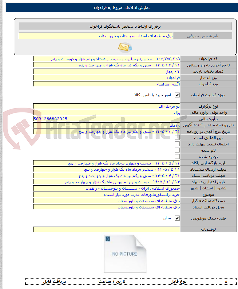 تصویر کوچک آگهی خرید ترانسفورماتورهای قدرت مورد نیاز استان