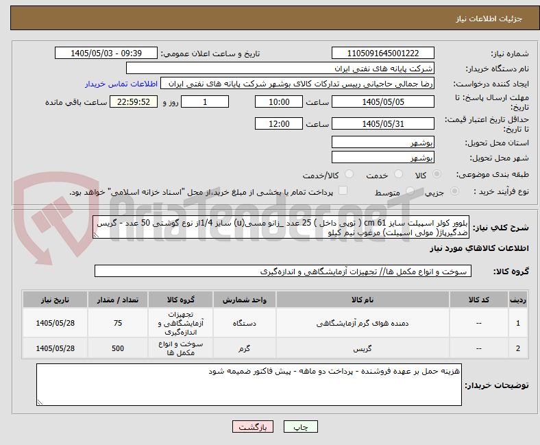 بلوور کولر اسپیلت سایز 61 cm ( توپی داخل ) 25 عدد _زانو مسی(u) سایز 1/4از نوع گوشتی 50 عدد - گریس ضدگیرپاژ( مولی اسپیلت) مرغوب نیم کیلو