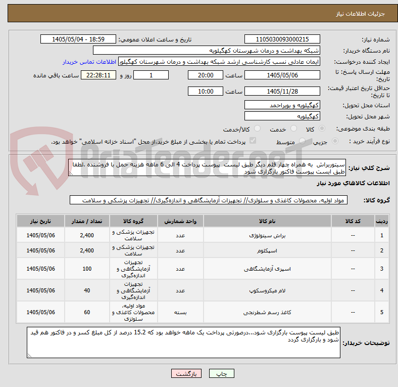 تصویر کوچک آگهی سیتوربراش  به همراه چهار قلم دیگر طبق لیست  پیوست پرداخت 4 الی 6 ماهه هزینه حمل با فروشنده .لطفا طبق ایست پیوست فاکتور بارگزاری شود