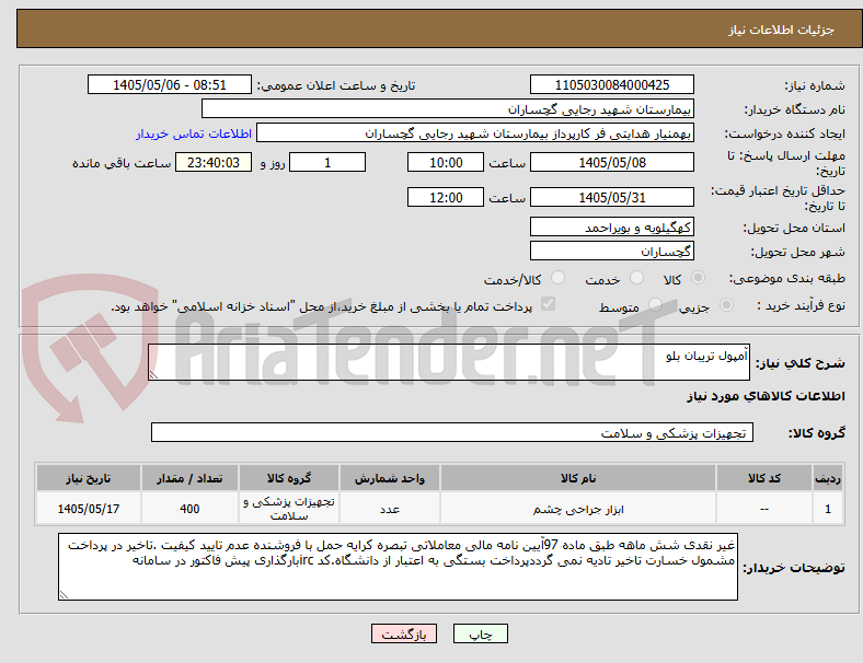 آمپول تریبان بلو
