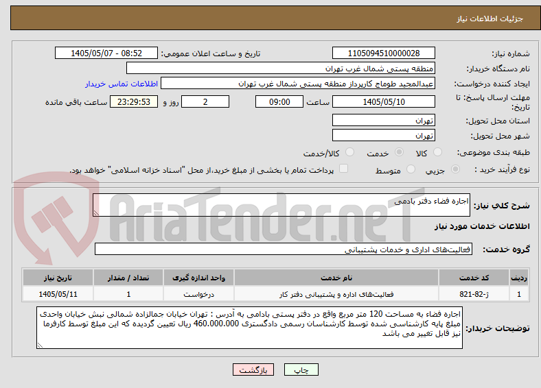 اجاره فضاء دفتر بادمی