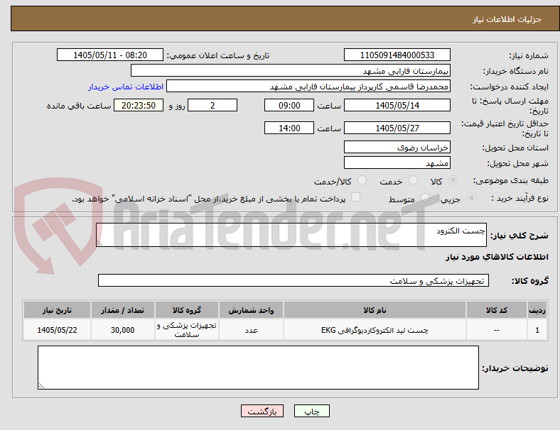 چست الکترود