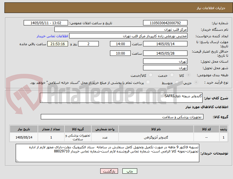 گایدوایر دریچه تاویSAFRI